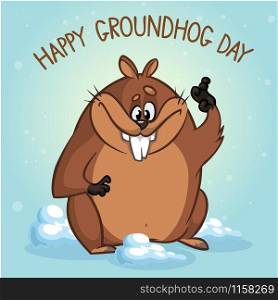 Groundhog. Vector illustration. Can be used in web design, printed on fabric paper, as a background, or as an element in a composition or as Groundhog day gift card