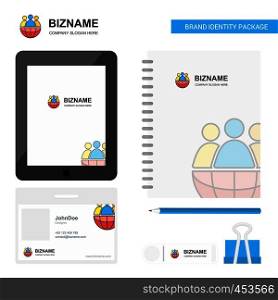 Group avatar Business Logo, Tab App, Diary PVC Employee Card and USB Brand Stationary Package Design Vector Template
