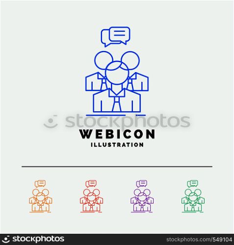 group, business, meeting, people, team 5 Color Line Web Icon Template isolated on white. Vector illustration. Vector EPS10 Abstract Template background
