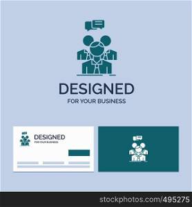 group, business, meeting, people, team Business Logo Glyph Icon Symbol for your business. Turquoise Business Cards with Brand logo template.. Vector EPS10 Abstract Template background