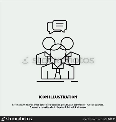 group, business, meeting, people, team Icon. Line vector gray symbol for UI and UX, website or mobile application. Vector EPS10 Abstract Template background