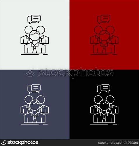 group, business, meeting, people, team Icon Over Various Background. Line style design, designed for web and app. Eps 10 vector illustration. Vector EPS10 Abstract Template background