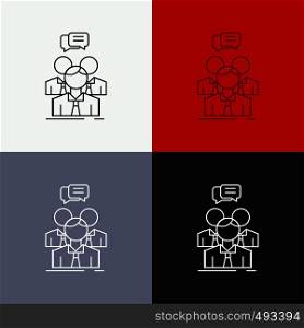 group, business, meeting, people, team Icon Over Various Background. Line style design, designed for web and app. Eps 10 vector illustration. Vector EPS10 Abstract Template background