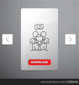 group, business, meeting, people, team Line Icon in Carousal Pagination Slider Design & Red Download Button