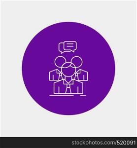 group, business, meeting, people, team White Line Icon in Circle background. vector icon illustration. Vector EPS10 Abstract Template background