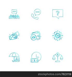 group chat, phone call , chat , message , money wallet , clock , umbrella ,icon, vector, design, flat, collection, style, creative, icons