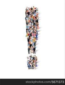 Group crowd of people in exclamation mark shape poster vector illustration