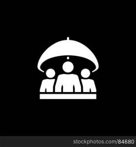 Group Life Insurance Icon. Flat Design.. Group Life Insurance Icon. Flat Design. Isolated Illustration. A group of people under the umbrella.
