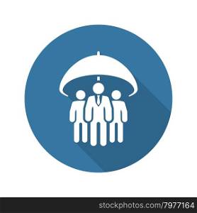 Group Life Insurance Icon. Flat Design. Isolated Illustration. Long Shadow.. Group Life Insurance Icon. Flat Design.