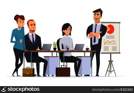 Group managers workplace. Businessman team working expert analyse professional specialists people at office work. Vector teamwork professional, team group businessman illustration. Group managers workplace. Businessman team working expert analyse professional specialists people at office work