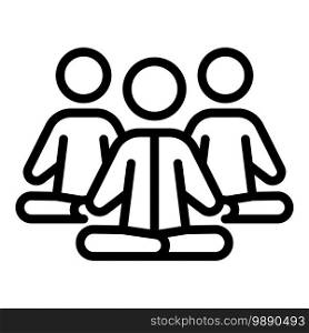 Group meditation icon. Outline group meditation vector icon for web design isolated on white background. Group meditation icon, outline style