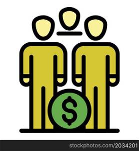 Group money invest icon. Outline group money invest vector icon color flat isolated. Group money invest icon color outline vector