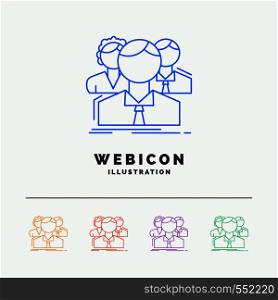 group, multiplayer, people, team, online 5 Color Line Web Icon Template isolated on white. Vector illustration. Vector EPS10 Abstract Template background