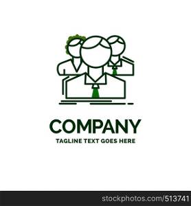 group, multiplayer, people, team, online Flat Business Logo template. Creative Green Brand Name Design.