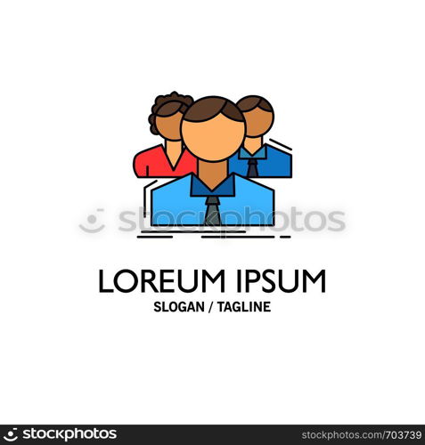 group, multiplayer, people, team, online Flat Color Icon Vector