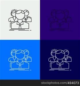 group, multiplayer, people, team, online Icon Over Various Background. Line style design, designed for web and app. Eps 10 vector illustration. Vector EPS10 Abstract Template background