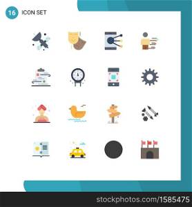 Group of 16 Flat Colors Signs and Symbols for clipboard, leadership, connect, business, share Editable Pack of Creative Vector Design Elements