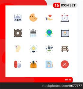 Group of 16 Flat Colors Signs and Symbols for devices, magnetic, donation, magnet, attract Editable Pack of Creative Vector Design Elements