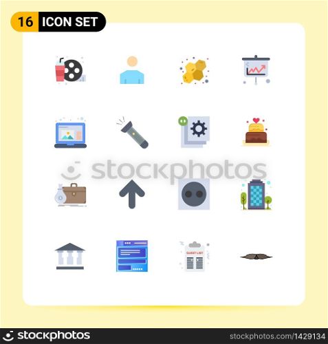 Group of 16 Flat Colors Signs and Symbols for draw, economics, atom, business, arrows Editable Pack of Creative Vector Design Elements