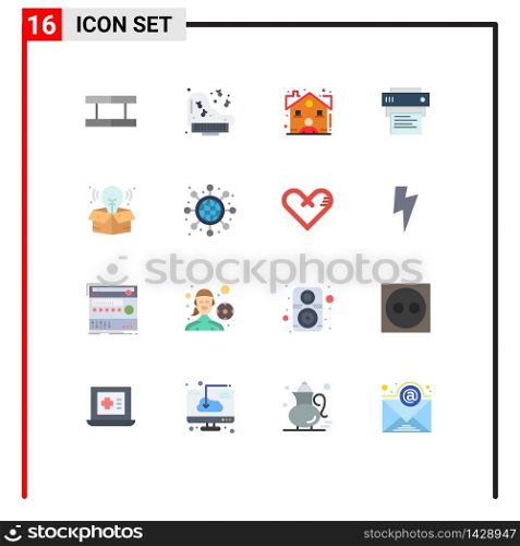 Group of 16 Flat Colors Signs and Symbols for global, process, real, creative, printing Editable Pack of Creative Vector Design Elements