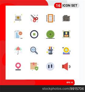 Group of 16 Flat Colors Signs and Symbols for office, documents, boat, remove, brick Editable Pack of Creative Vector Design Elements