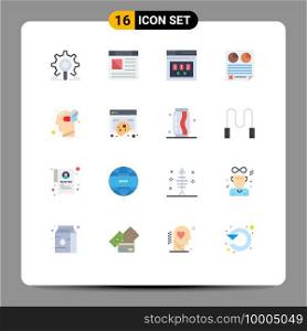 Group of 16 Flat Colors Signs and Symbols for paper, data, website, contract, web Editable Pack of Creative Vector Design Elements