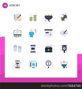 Group of 16 Flat Colors Signs and Symbols for startup, computer, beliefs, lab, chemistry Editable Pack of Creative Vector Design Elements