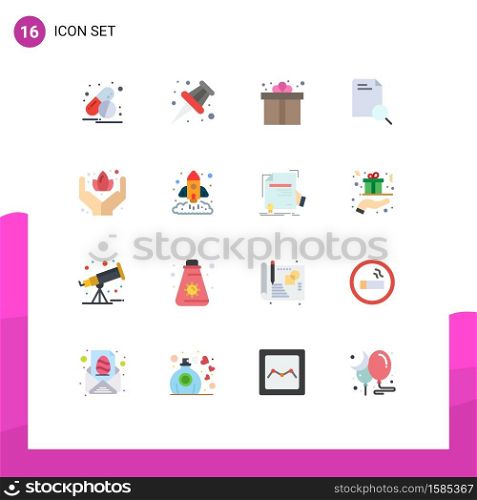 Group of 16 Modern Flat Colors Set for business, care, retail, hand, file Editable Pack of Creative Vector Design Elements