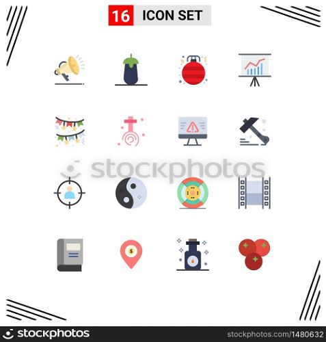Group of 16 Modern Flat Colors Set for decoration, presentation, ball, office, lecture Editable Pack of Creative Vector Design Elements