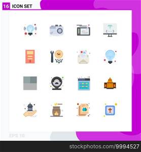 Group of 16 Modern Flat Colors Set for development, computer, aperture, coding, drawing Editable Pack of Creative Vector Design Elements