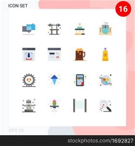 Group of 16 Modern Flat Colors Set for download, education, meeting, hardware, mouse Editable Pack of Creative Vector Design Elements