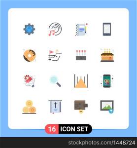 Group of 16 Modern Flat Colors Set for fast food, iphone, copy, android, smart phone Editable Pack of Creative Vector Design Elements