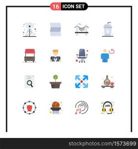 Group of 16 Modern Flat Colors Set for kiosk, drinks, city, cooking, drink Editable Pack of Creative Vector Design Elements