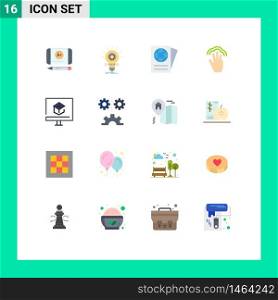 Group of 16 Modern Flat Colors Set for knowledge, multiple touch, document, interface, gestures Editable Pack of Creative Vector Design Elements