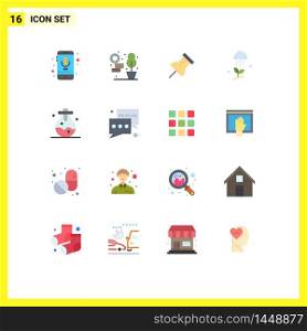 Group of 16 Modern Flat Colors Set for lab, rain, paper, spring, cloud Editable Pack of Creative Vector Design Elements