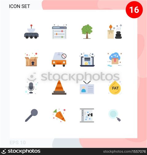 Group of 16 Modern Flat Colors Set for shipping, box, web setting, candle, spa Editable Pack of Creative Vector Design Elements