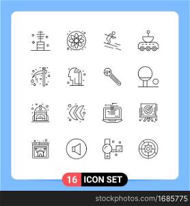 Group of 16 Modern Outlines Set for axe, signal, activity, science, car Editable Vector Design Elements