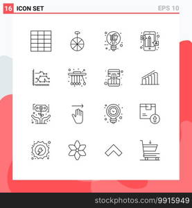 Group of 16 Modern Outlines Set for diagram, business, offer, analytics, q a Editable Vector Design Elements
