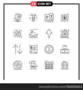 Group of 16 Outlines Signs and Symbols for crash, night, typography, party, arrow Editable Vector Design Elements