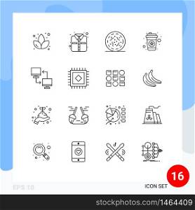 Group of 16 Outlines Signs and Symbols for sharing, file, spooky, computer, coffee Editable Vector Design Elements