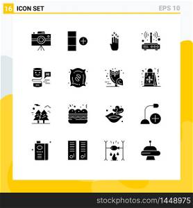 Group of 16 Solid Glyphs Signs and Symbols for conversational, wireless, four, connection, router Editable Vector Design Elements