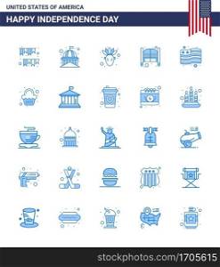 Group of 25 Blues Set for Independence day of United States of America such as entrance  saloon  usa  doors  thanksgiving Editable USA Day Vector Design Elements