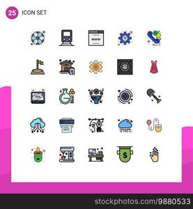 Group of 25 Filled line Flat Colors Signs and Symbols for chat, solution, travel, idea, site Editable Vector Design Elements