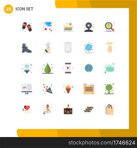 Group of 25 Flat Colors Signs and Symbols for analysis, webcam, romance, web, hospital Editable Vector Design Elements