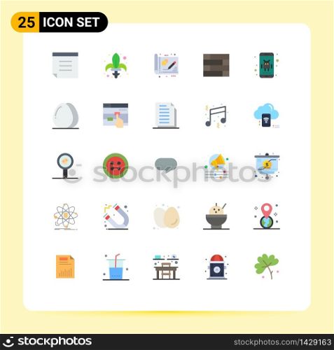 Group of 25 Flat Colors Signs and Symbols for app, android, business, wall, lock pad Editable Vector Design Elements