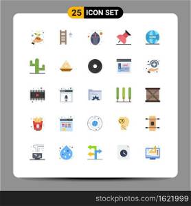Group of 25 Flat Colors Signs and Symbols for cactus, internet, hardware, global, pin Editable Vector Design Elements