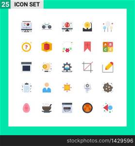 Group of 25 Flat Colors Signs and Symbols for help, celebration, computer, balloon, bell Editable Vector Design Elements