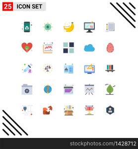 Group of 25 Flat Colors Signs and Symbols for notebook, shopping, bananas, ecommerce, online Editable Vector Design Elements