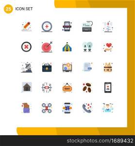 Group of 25 Flat Colors Signs and Symbols for online, digital, ux, bank, review Editable Vector Design Elements
