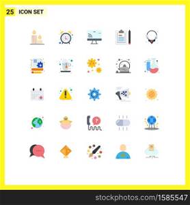 Group of 25 Flat Colors Signs and Symbols for plan, file, office, document, wifi Editable Vector Design Elements